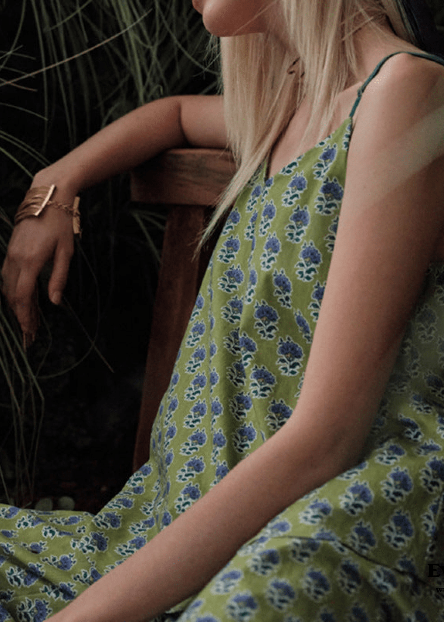 French Vintage Green Floral Silky Tank + Pants Pajama Set - Ever Lasting