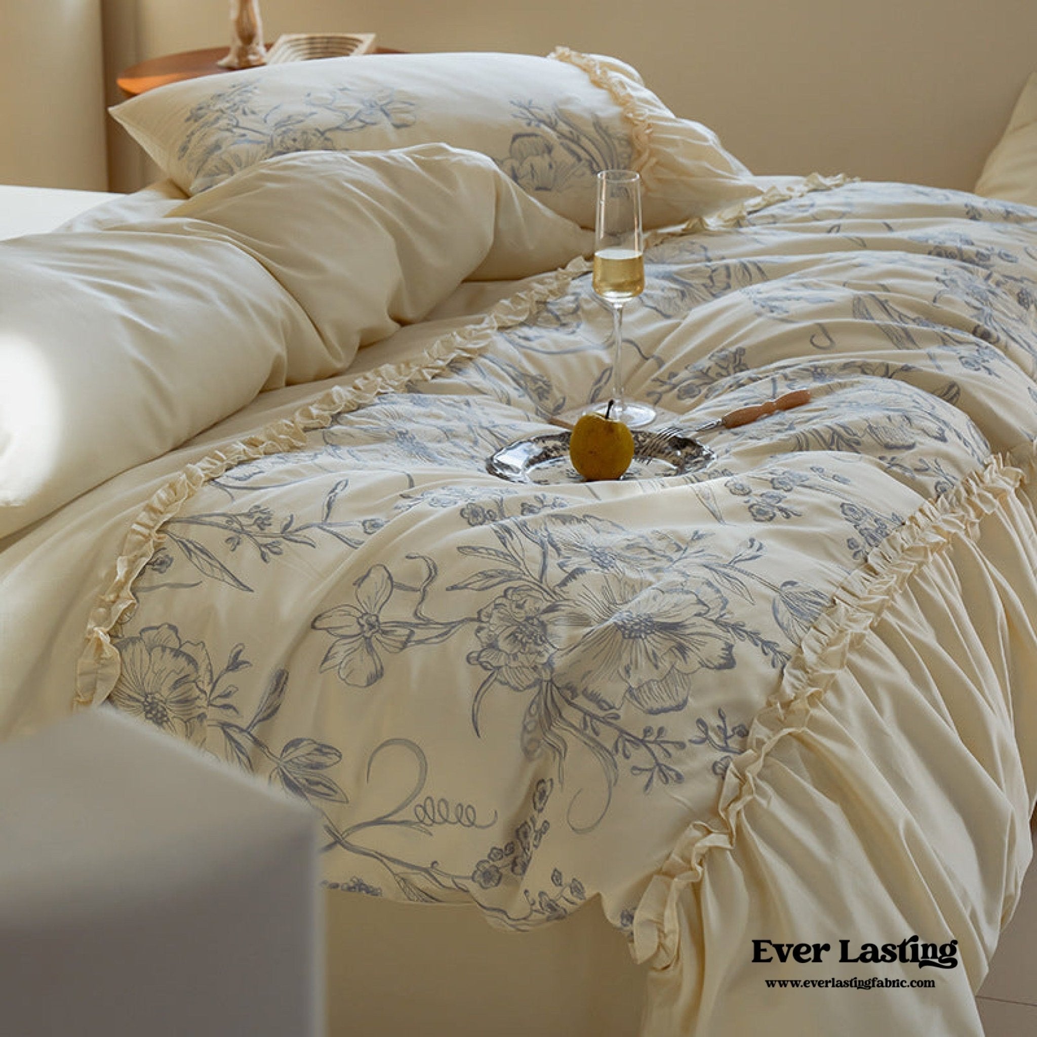 French Vintage Long - Staple Cotton Ruffle Bedding Set - Ever Lasting