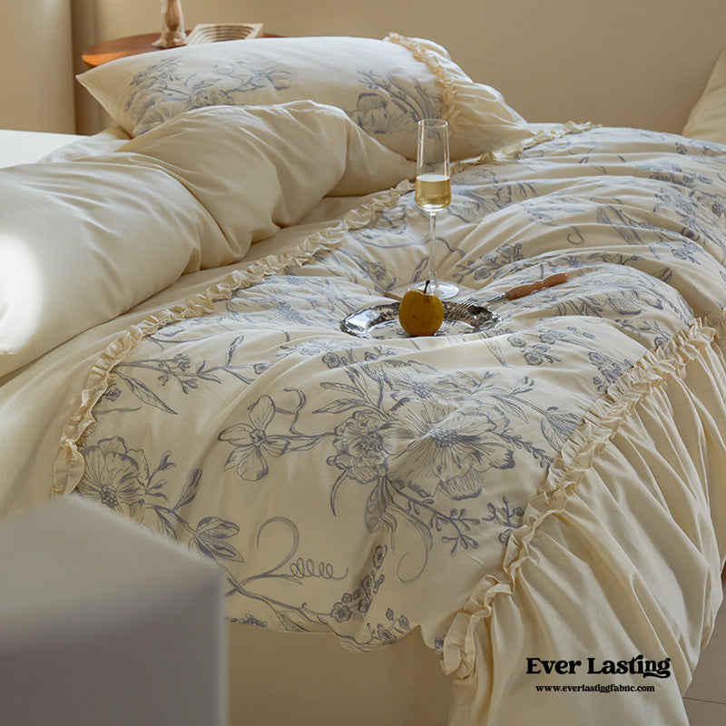 French Vintage Long - Staple Cotton Ruffle Bedding Set