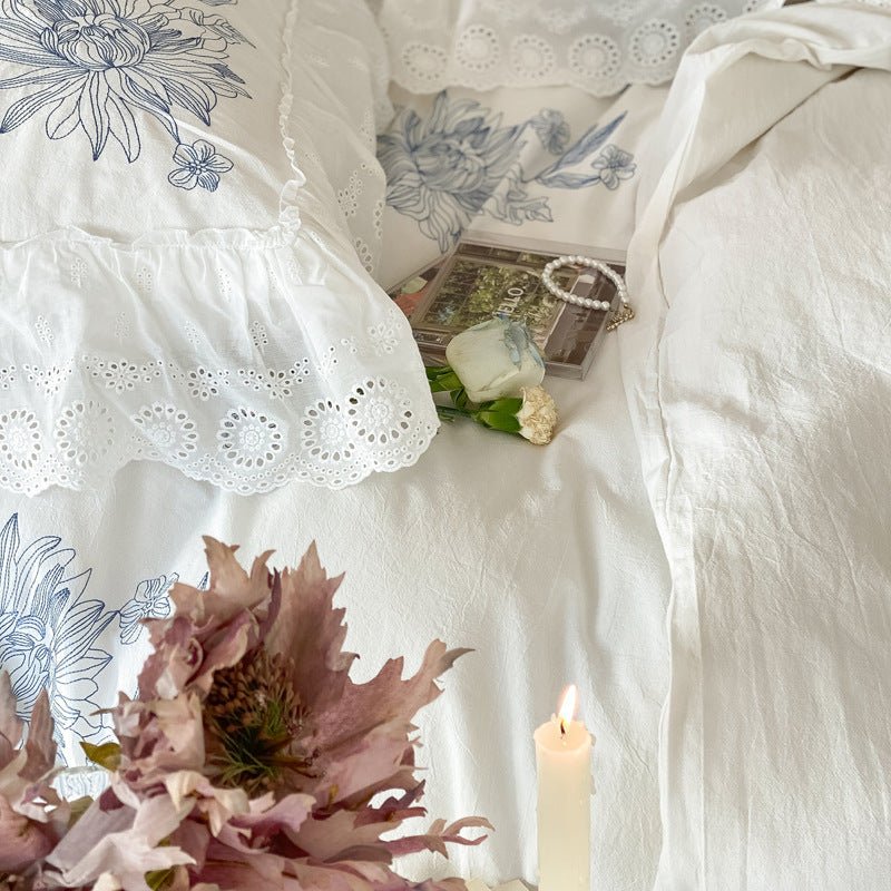 - Ever Lasting - French White Lace Ruffle Bedding Bundle - Bedding Bundle - Ever Lasting