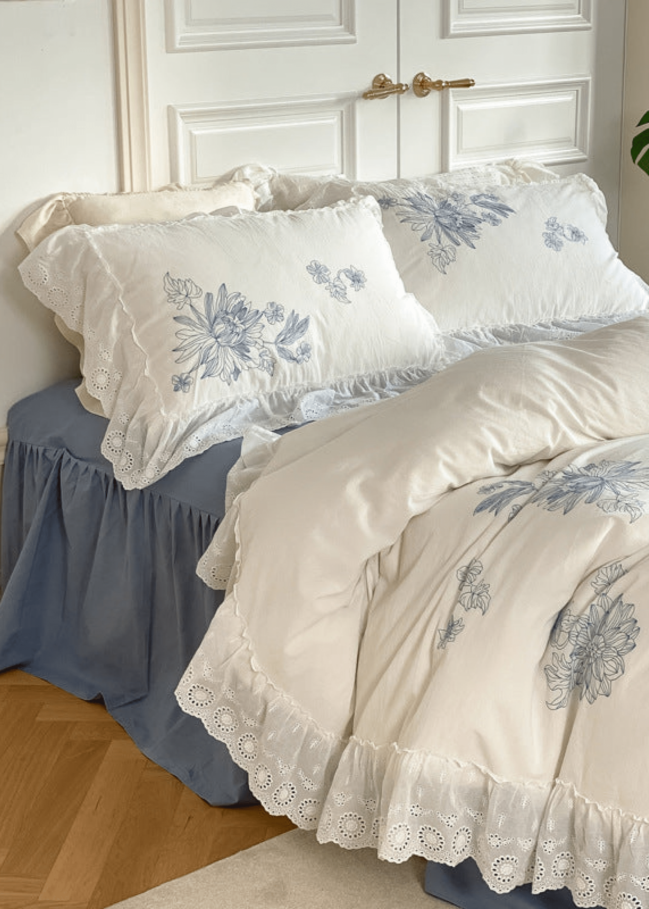  - Ever Lasting - French White Lace Ruffle Bedding Bundle - Bedding Bundle - Ever Lasting