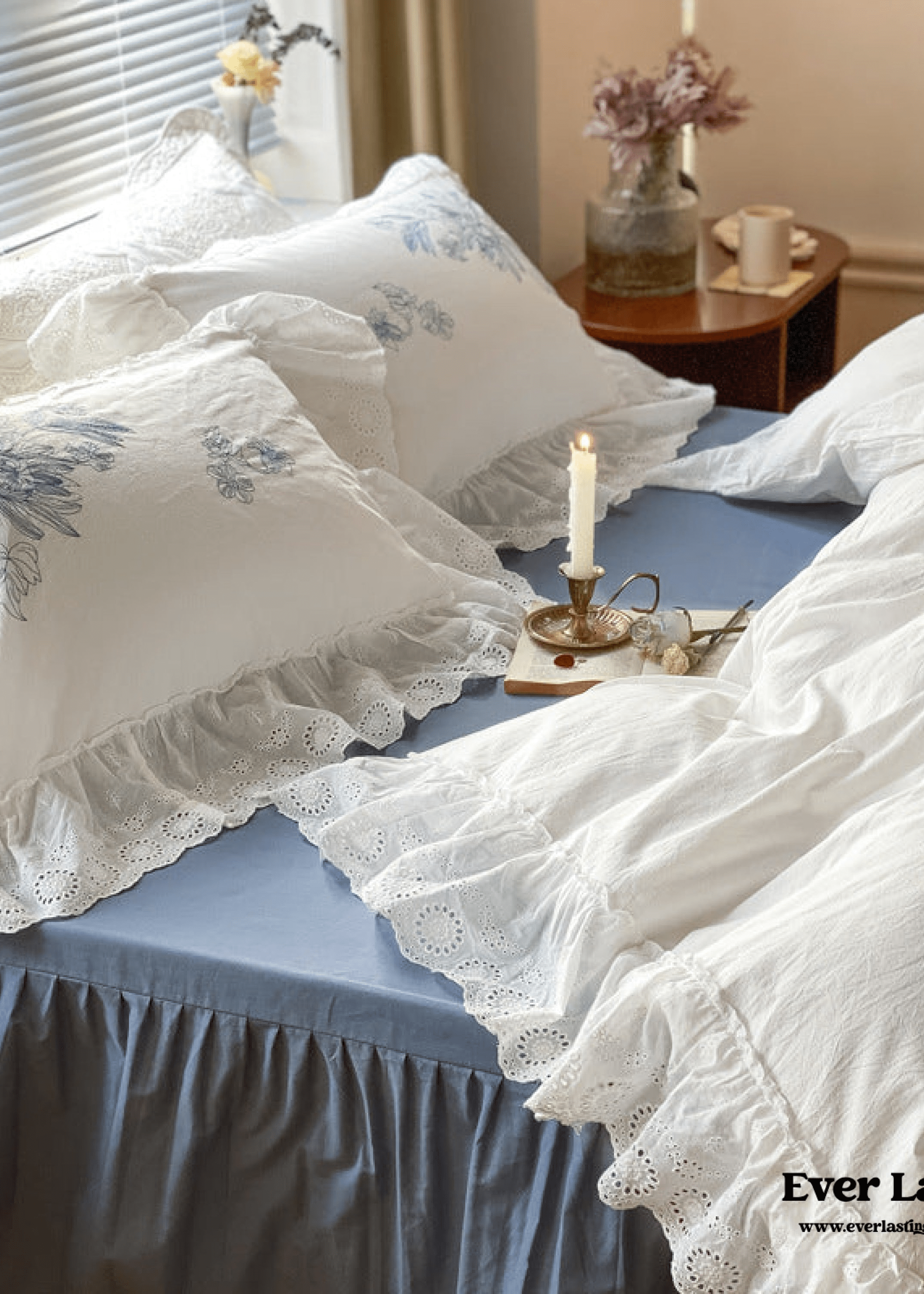  - Ever Lasting - French White Lace Ruffle Bedding Set - Bedding Set - Ever Lasting