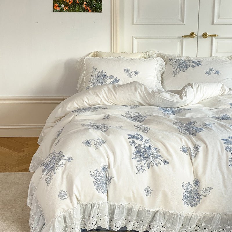  - Ever Lasting - French White Lace Ruffle Bedding Set - Bedding Set - Ever Lasting