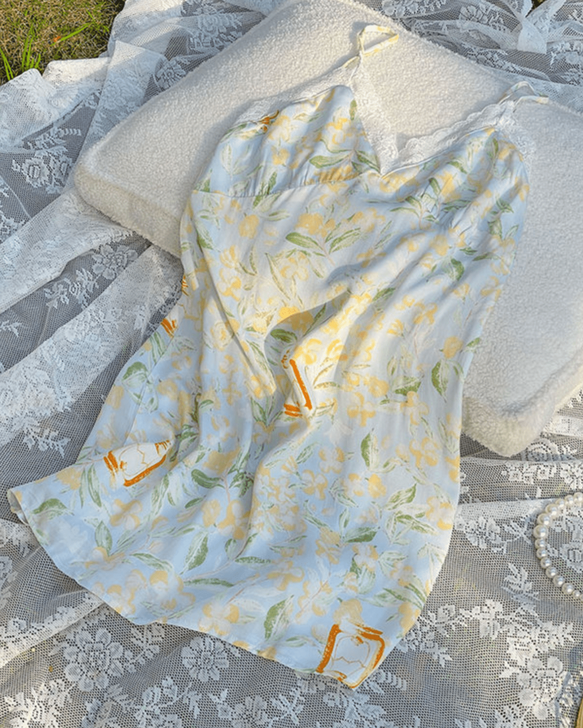 Fresh Floral Nightgown Pajama Dress / Yellow Floral - Ever Lasting