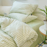 Fresh Pastel Stripe Bedding Set / Green Small Flat