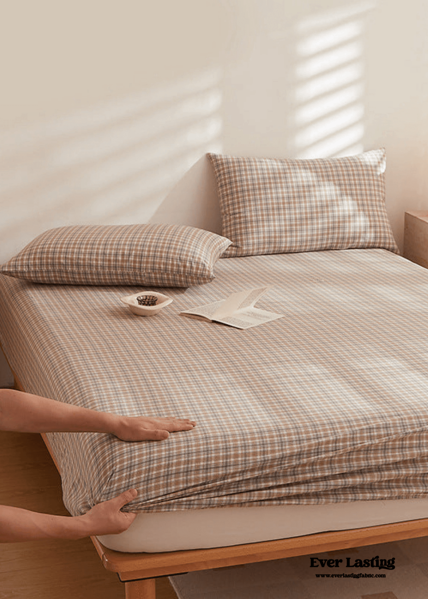 Fresh Plaid Washed Cotton Bed Sheet - Ever Lasting