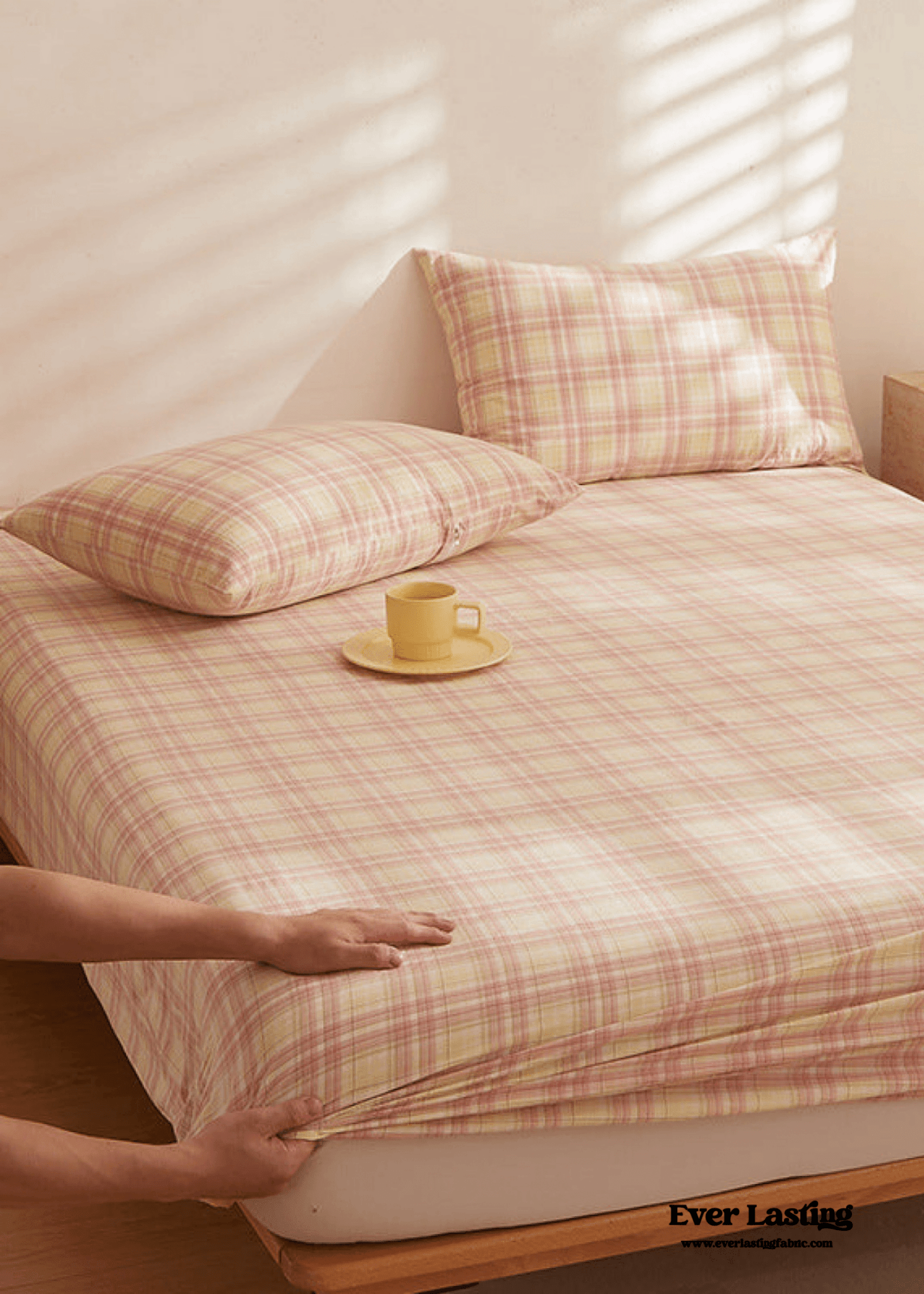 Fresh Plaid Washed Cotton Bed Sheet - Ever Lasting