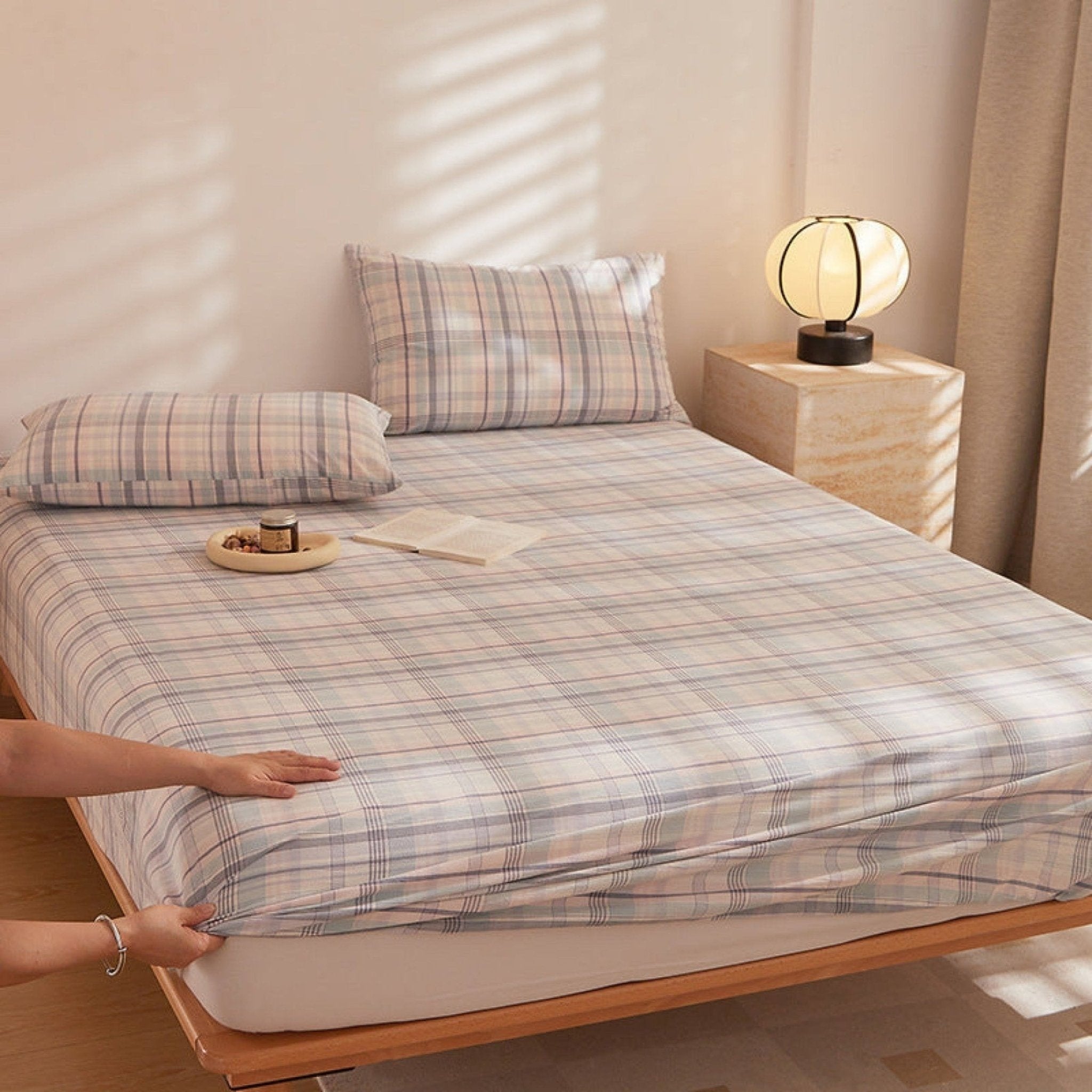 Fresh Plaid Washed Cotton Bed Sheet - Ever Lasting