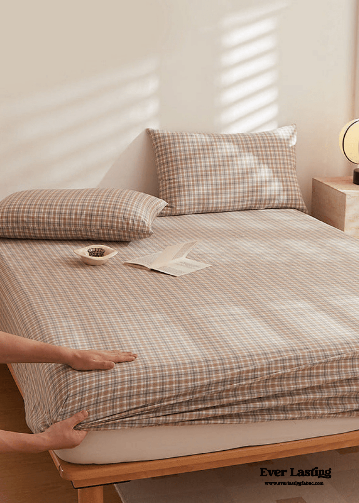 Fresh Plaid Washed Cotton Bed Sheet - Ever Lasting