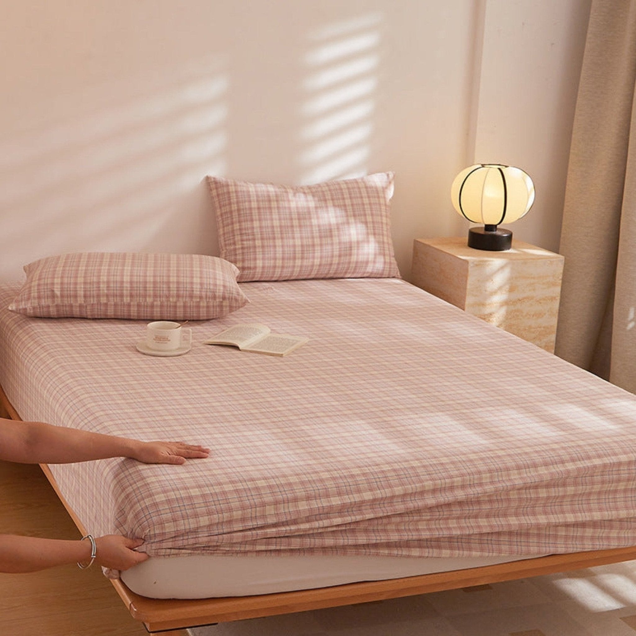 Fresh Plaid Washed Cotton Bed Sheet - Ever Lasting