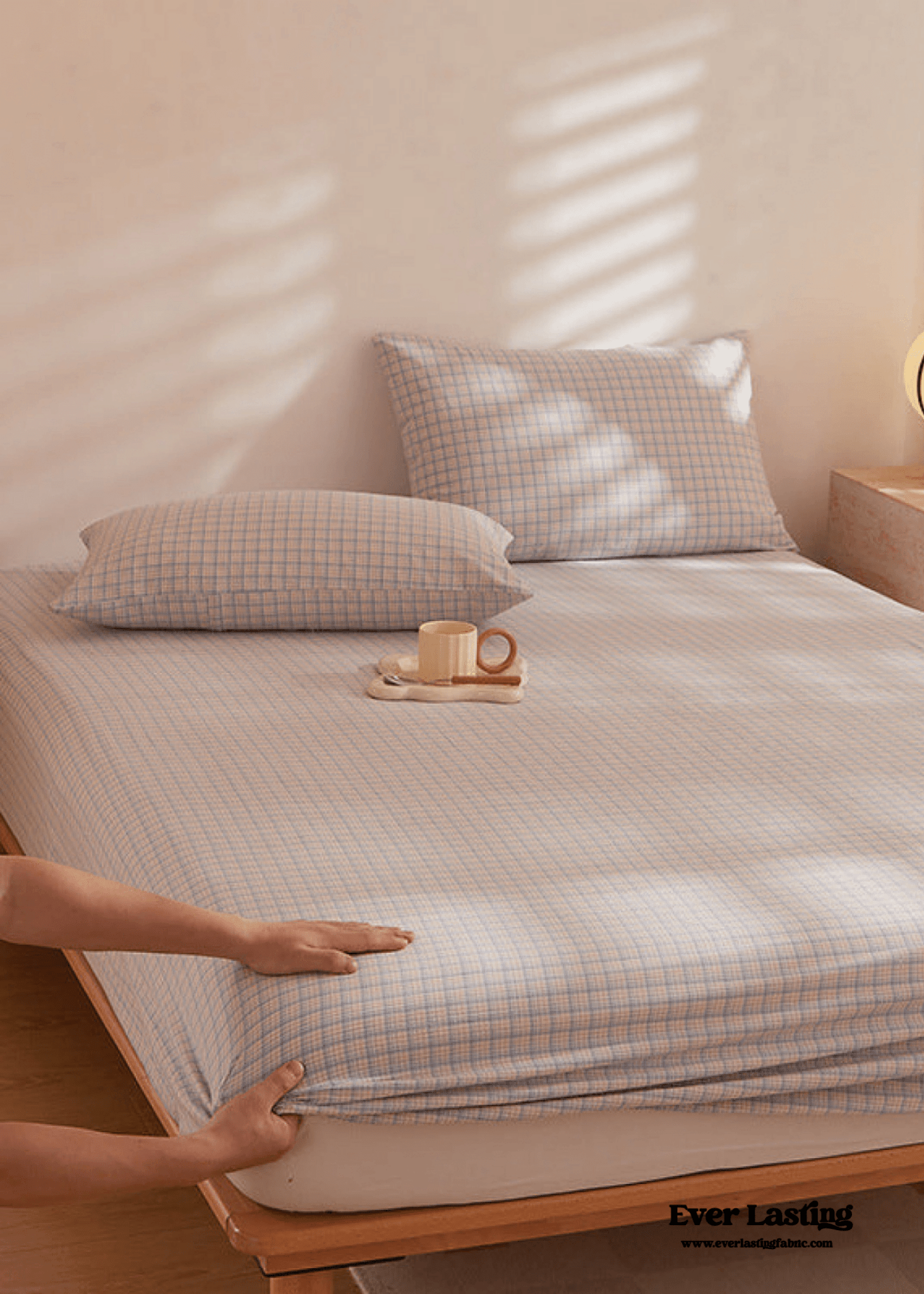 Fresh Plaid Washed Cotton Bed Sheet - Ever Lasting