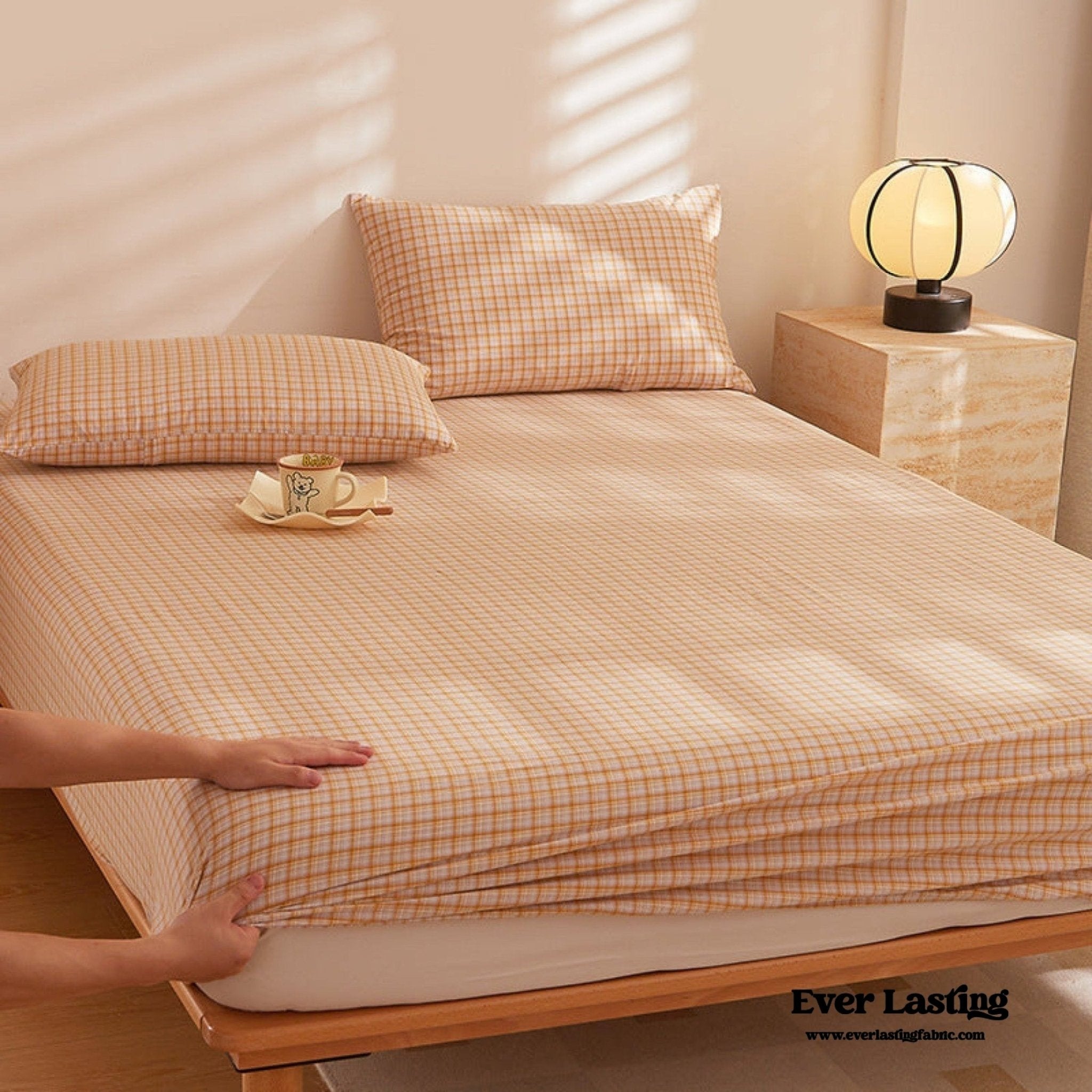Fresh Plaid Washed Cotton Bed Sheet - Ever Lasting