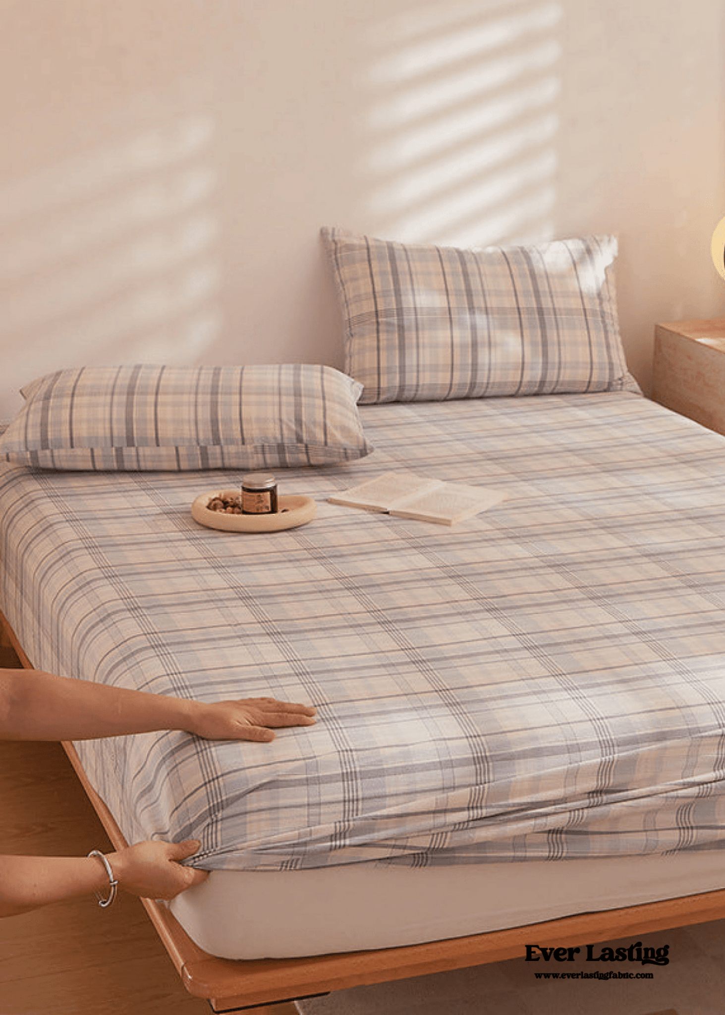 Fresh Plaid Washed Cotton Bed Sheet - Ever Lasting