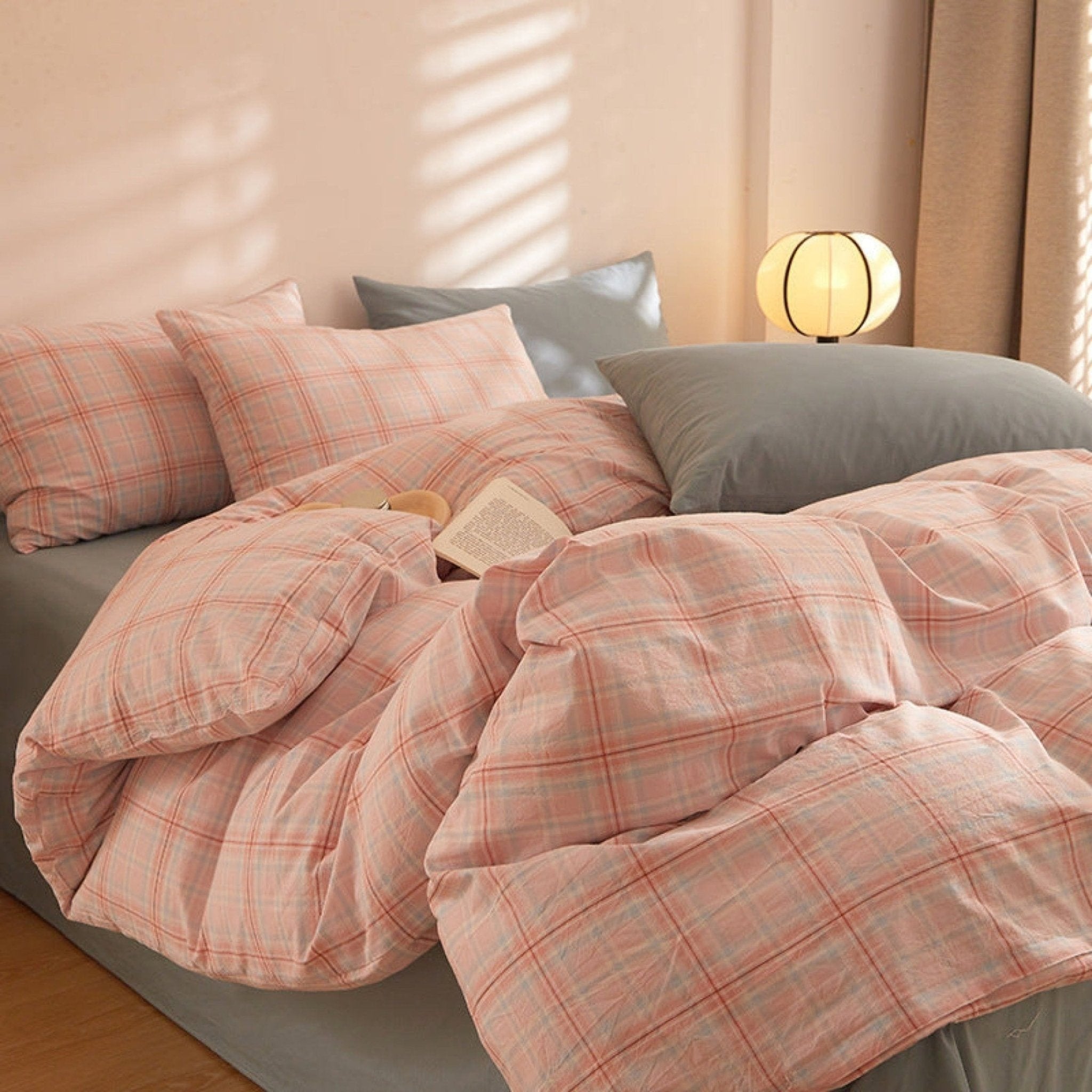 Fresh Plaid Washed Cotton Bedding Set - Ever Lasting