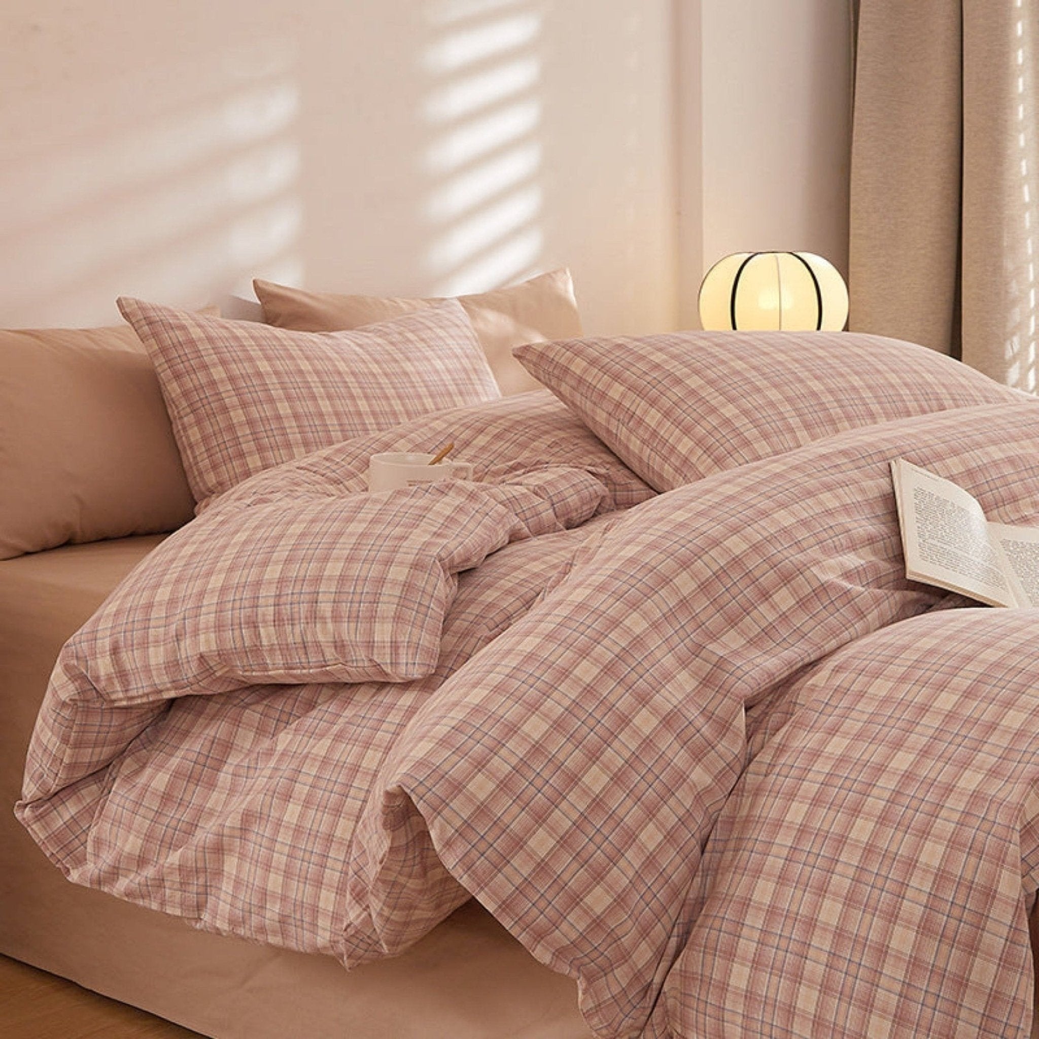 Fresh Plaid Washed Cotton Bedding Set - Ever Lasting