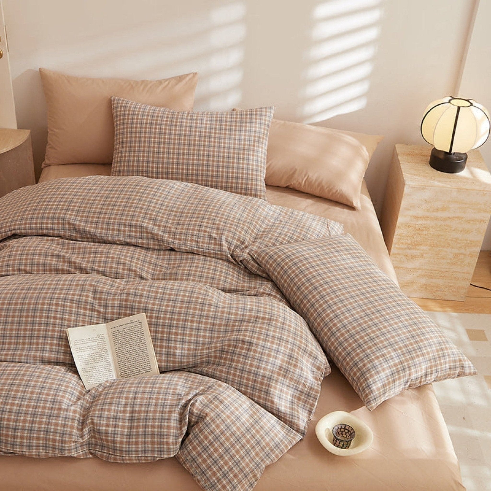 Fresh Plaid Washed Cotton Duvet Cover - Ever Lasting