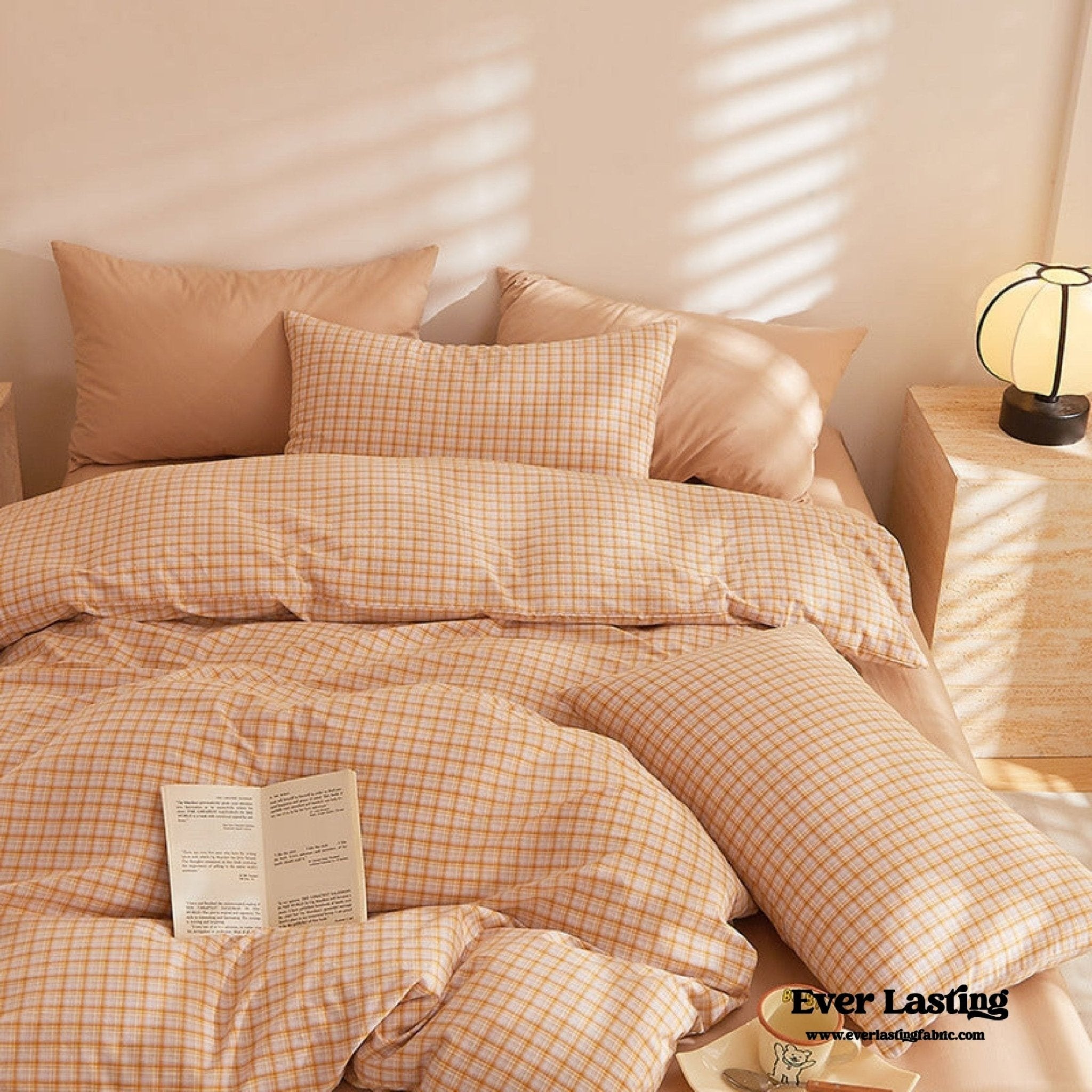 Fresh Plaid Washed Cotton Duvet Cover - Ever Lasting