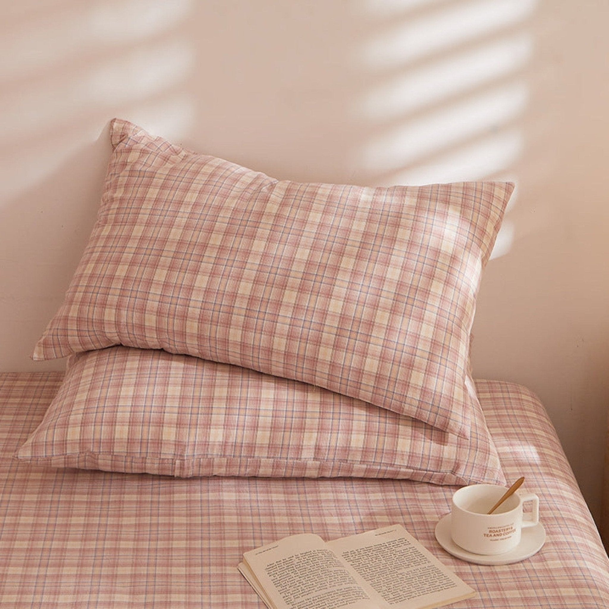 Fresh Plaid Washed Cotton Pillowcases - Ever Lasting