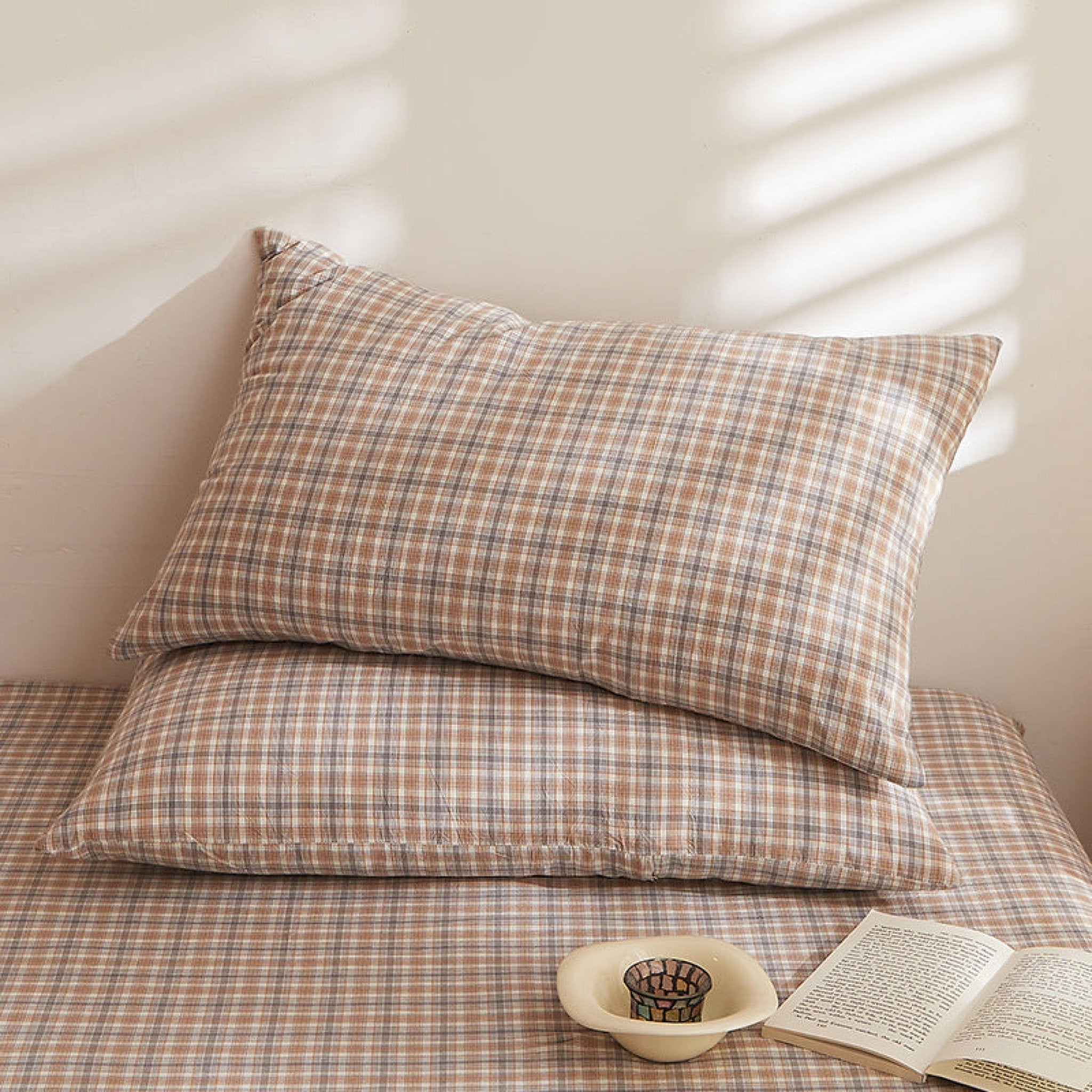 Fresh Plaid Washed Cotton Pillowcases - Ever Lasting