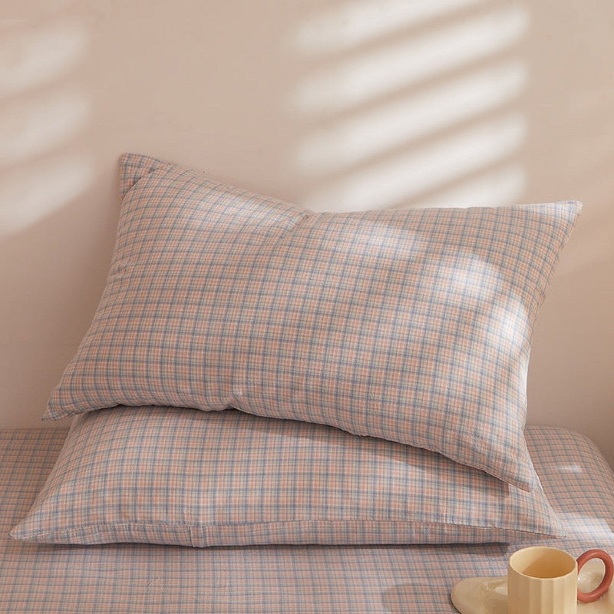 Fresh Plaid Washed Cotton Pillowcases - Ever Lasting