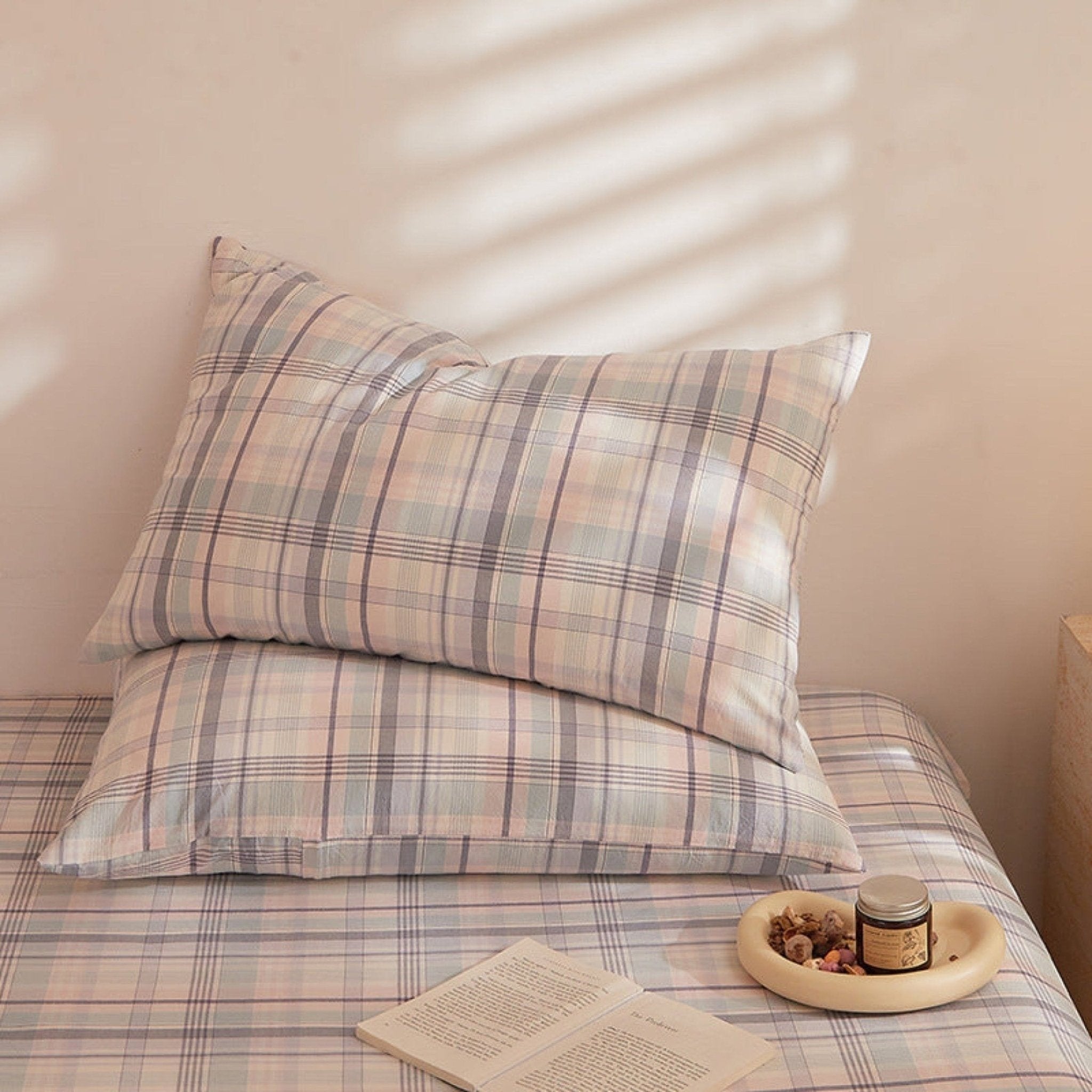 Fresh Plaid Washed Cotton Pillowcases - Ever Lasting