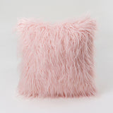 Furry Gradient Pillow Cover & Cushion / Black One Color Pillowcase Pink