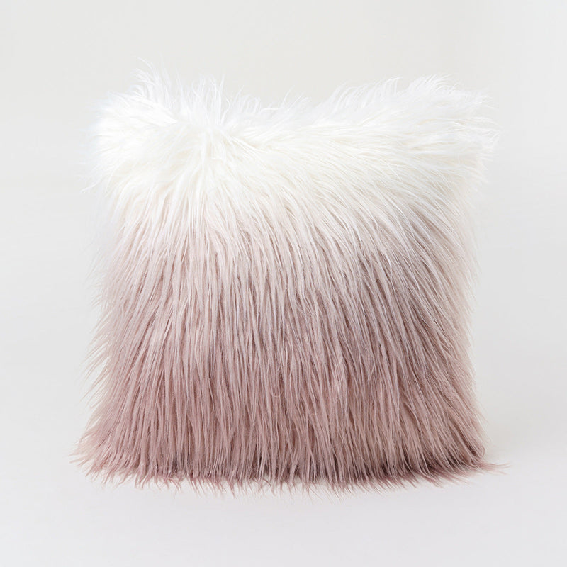 Furry Gradient Pillow Cover & Cushion / Black Pillowcase Pink