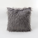 Furry Pillow Cover & Cushion / Pink One Color Pillowcase Gray