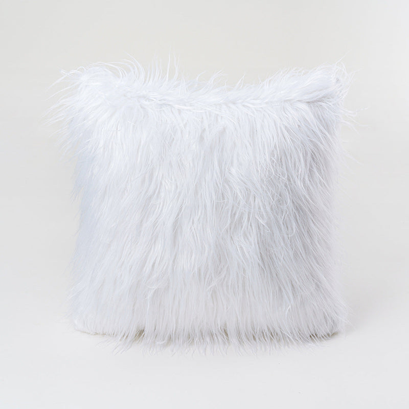 Furry Pillow Cover & Cushion / White One Color Pillowcase