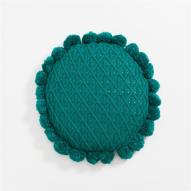 Fuzzy Ball Round Pillow (7 Colors) Green