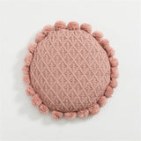Fuzzy Ball Round Pillow (7 Colors) Pink