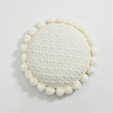 Fuzzy Ball Round Pillow (7 Colors) White