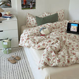 Garden Floral Vintage Bedding Set / Blue Daisy Red Small Flat