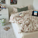 Garden Floral Vintage Bedding Set / Brown Red Small Flat