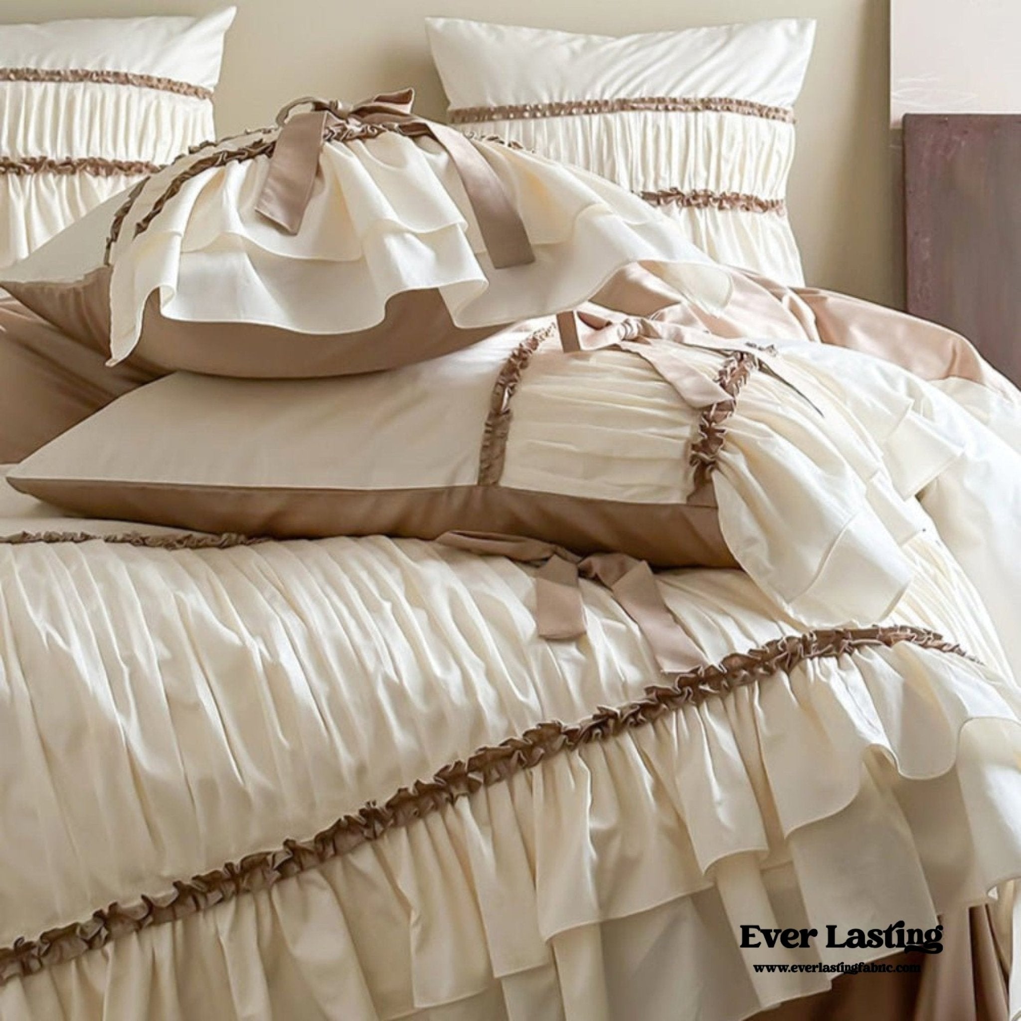 Genevieve Bow Tied TENCEL™ Bedding Set / Beige - Ever Lasting