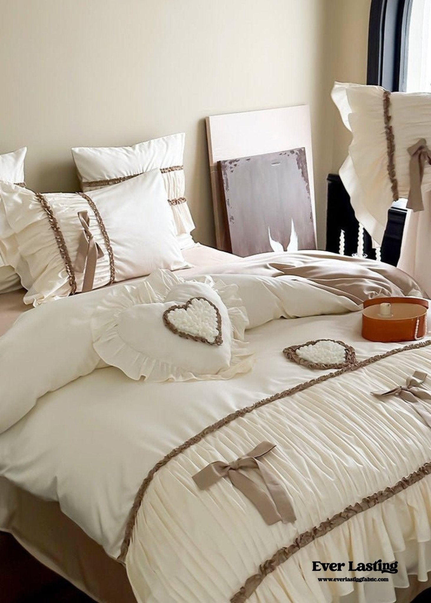 Genevieve Bow Tied TENCEL™ Bedding Set / Beige - Ever Lasting