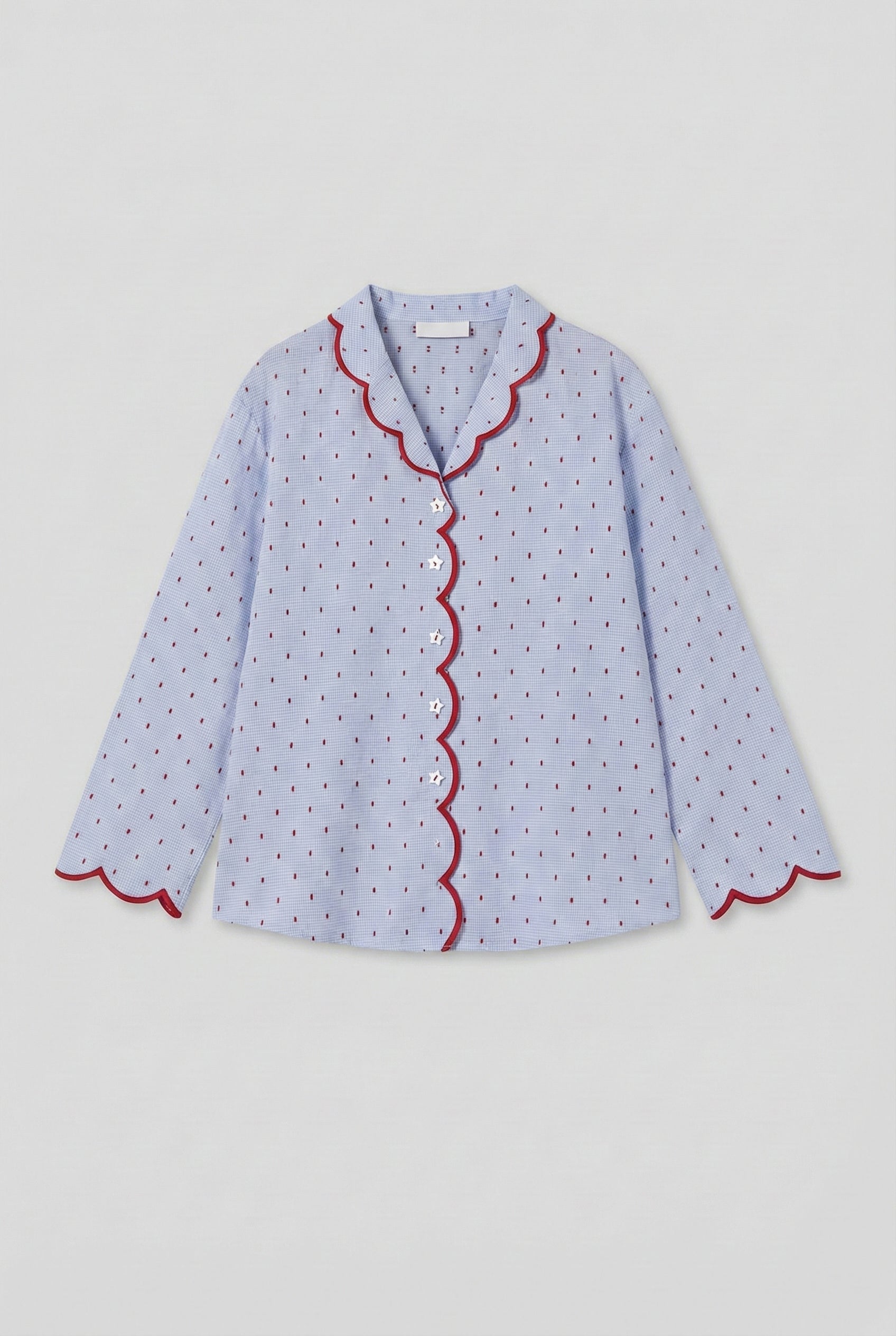  - Ever Lasting - Geneviève Notched Collar Cotton Pajama Set / Light Blue - Pajamas - Ever Lasting