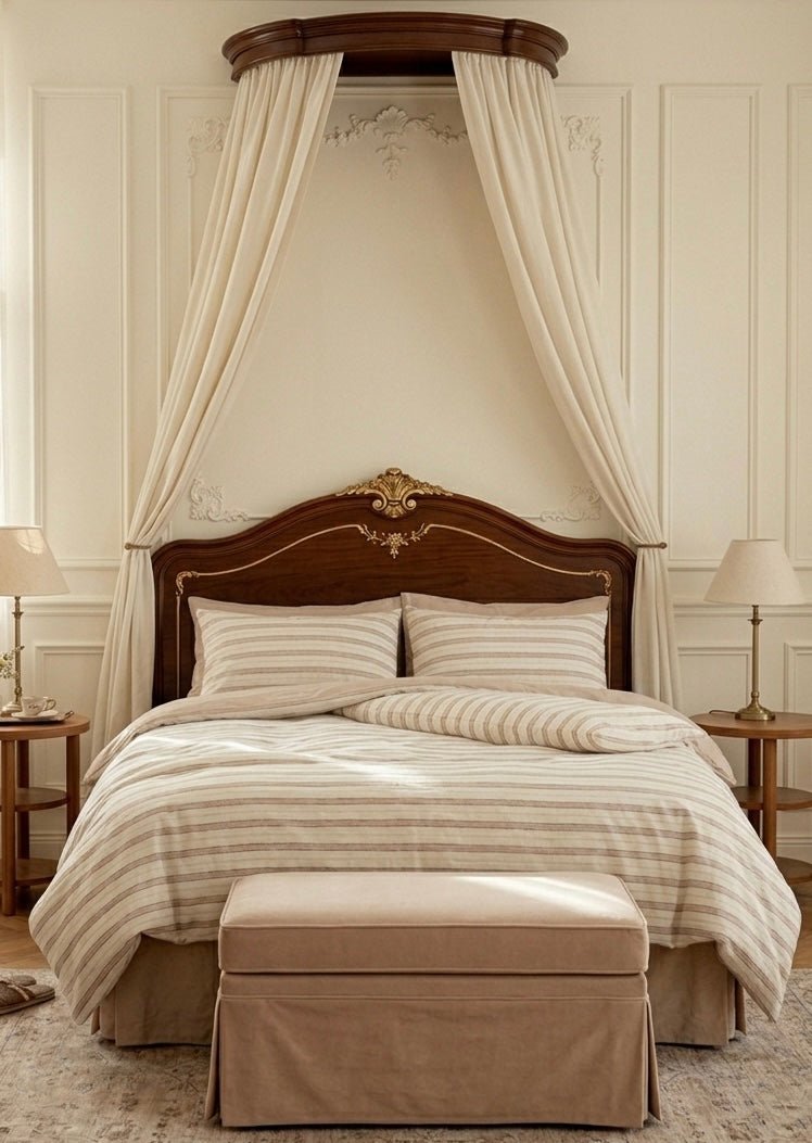  - Ever Lasting - Georgia Jacquard Striped Bedding Set / Beige - Bedding Set - Ever Lasting
