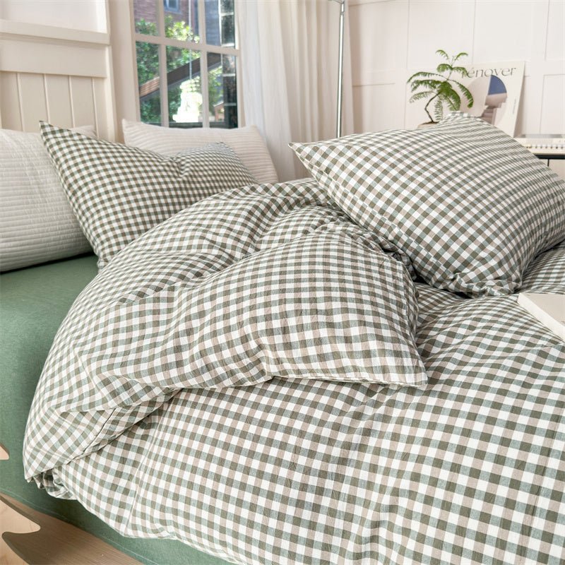  - Ever Lasting - Gingham Bedding Set / Brown - Bedding Set - Ever Lasting