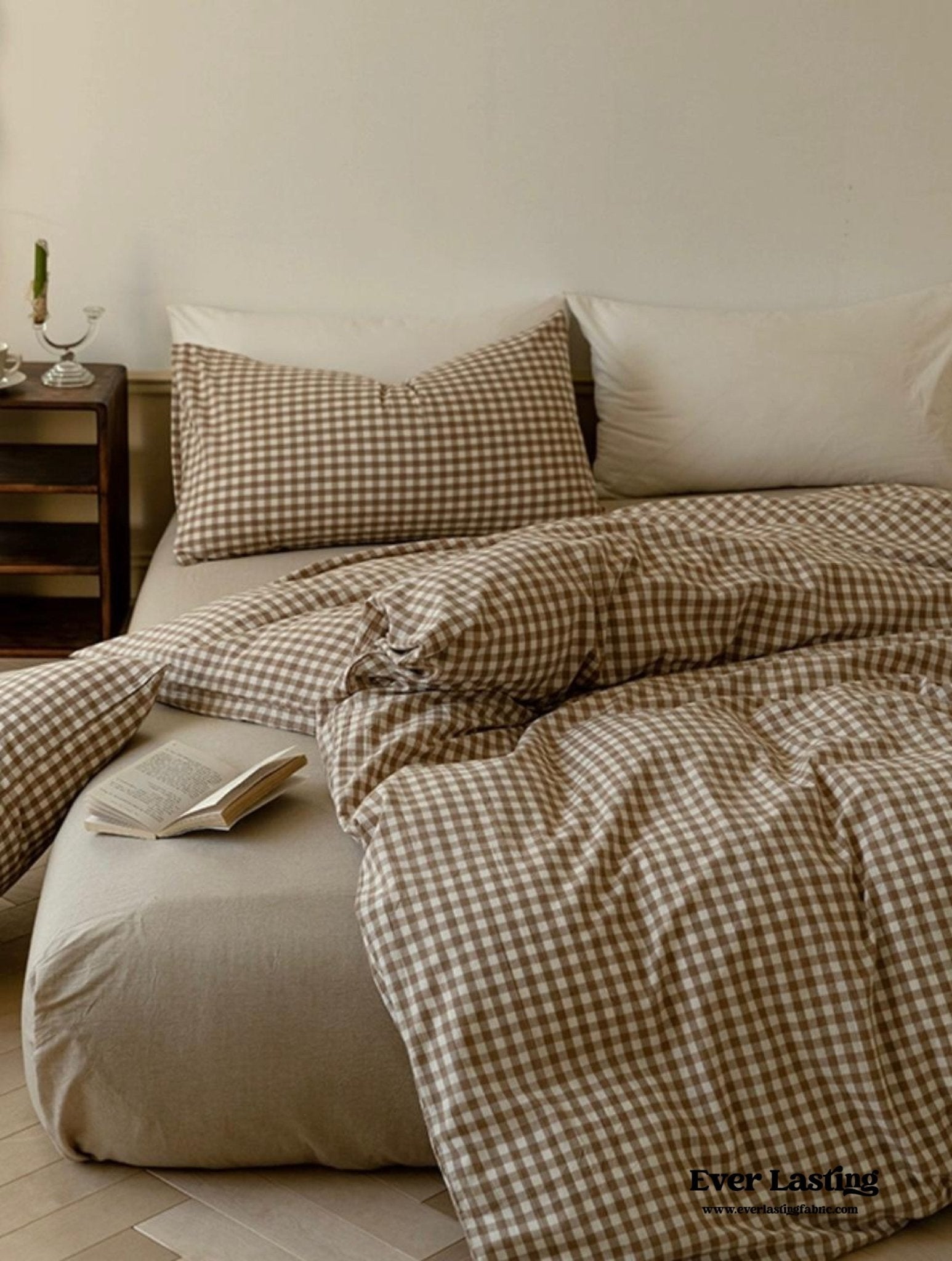  - Ever Lasting - Gingham Bedding Set / Brown - Bedding Set - Ever Lasting