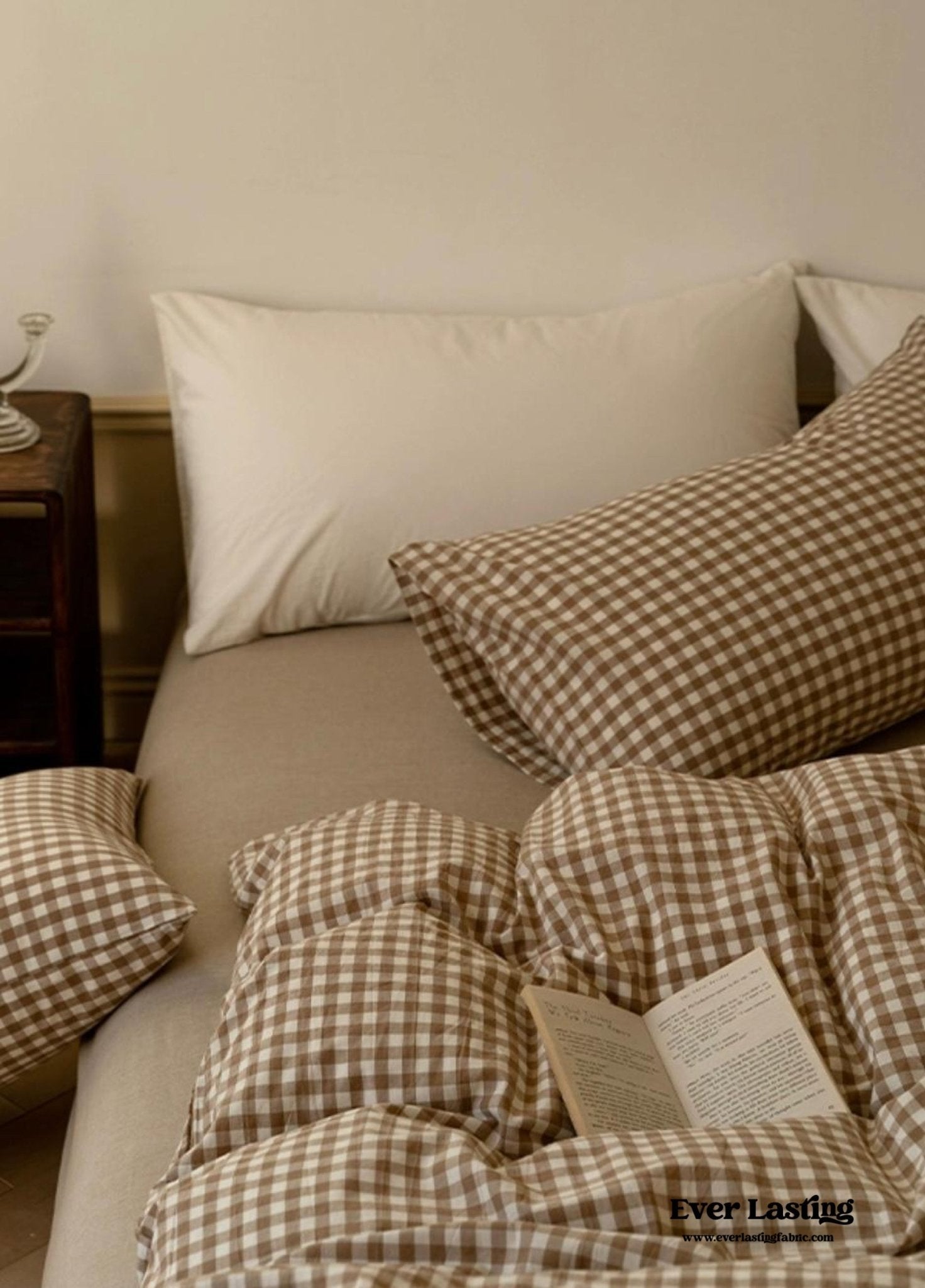  - Ever Lasting - Gingham Bedding Set / Brown - Bedding Set - Ever Lasting