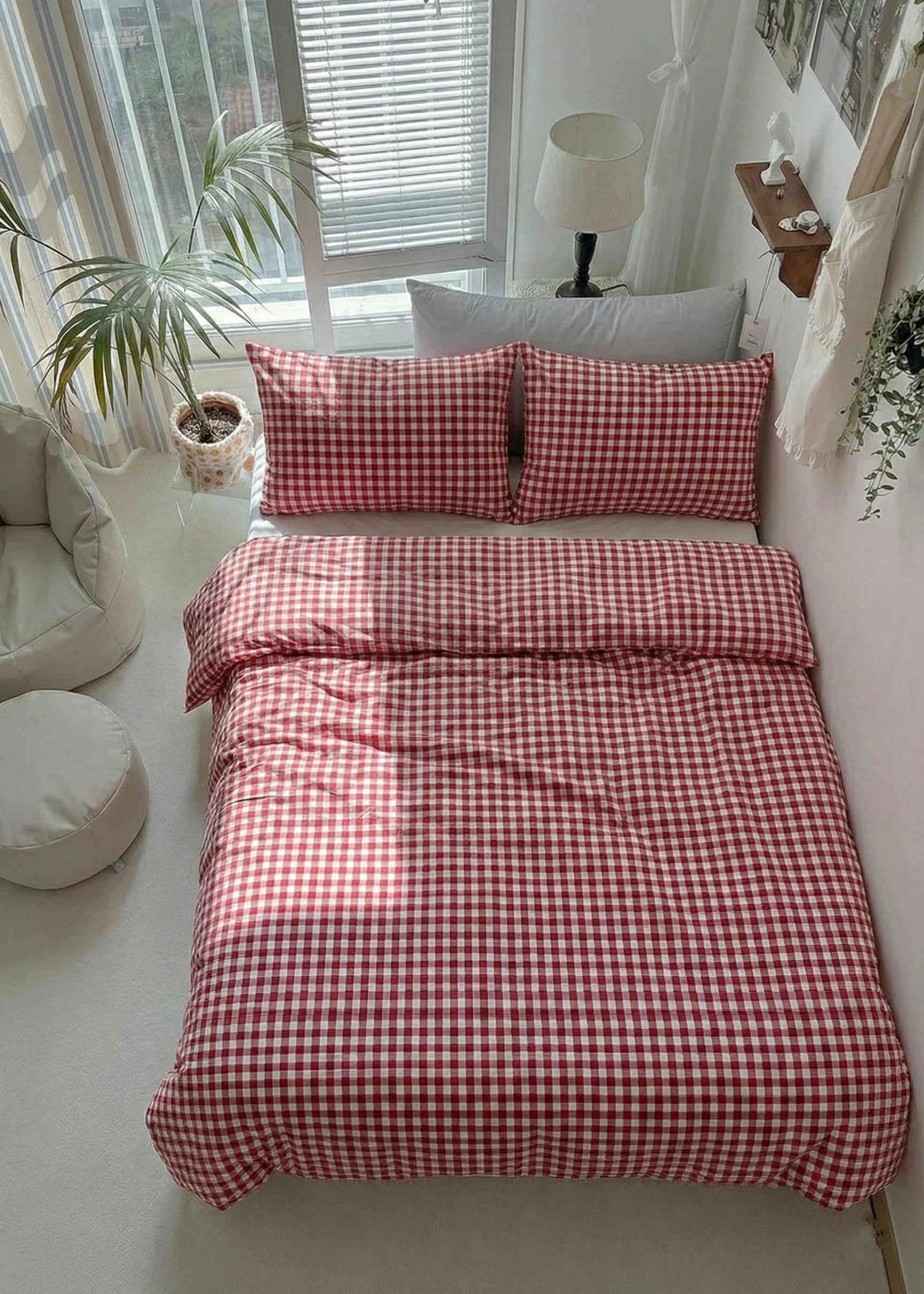  - Ever Lasting - Gingham Bedding Set / Red - Bedding Set - Ever Lasting