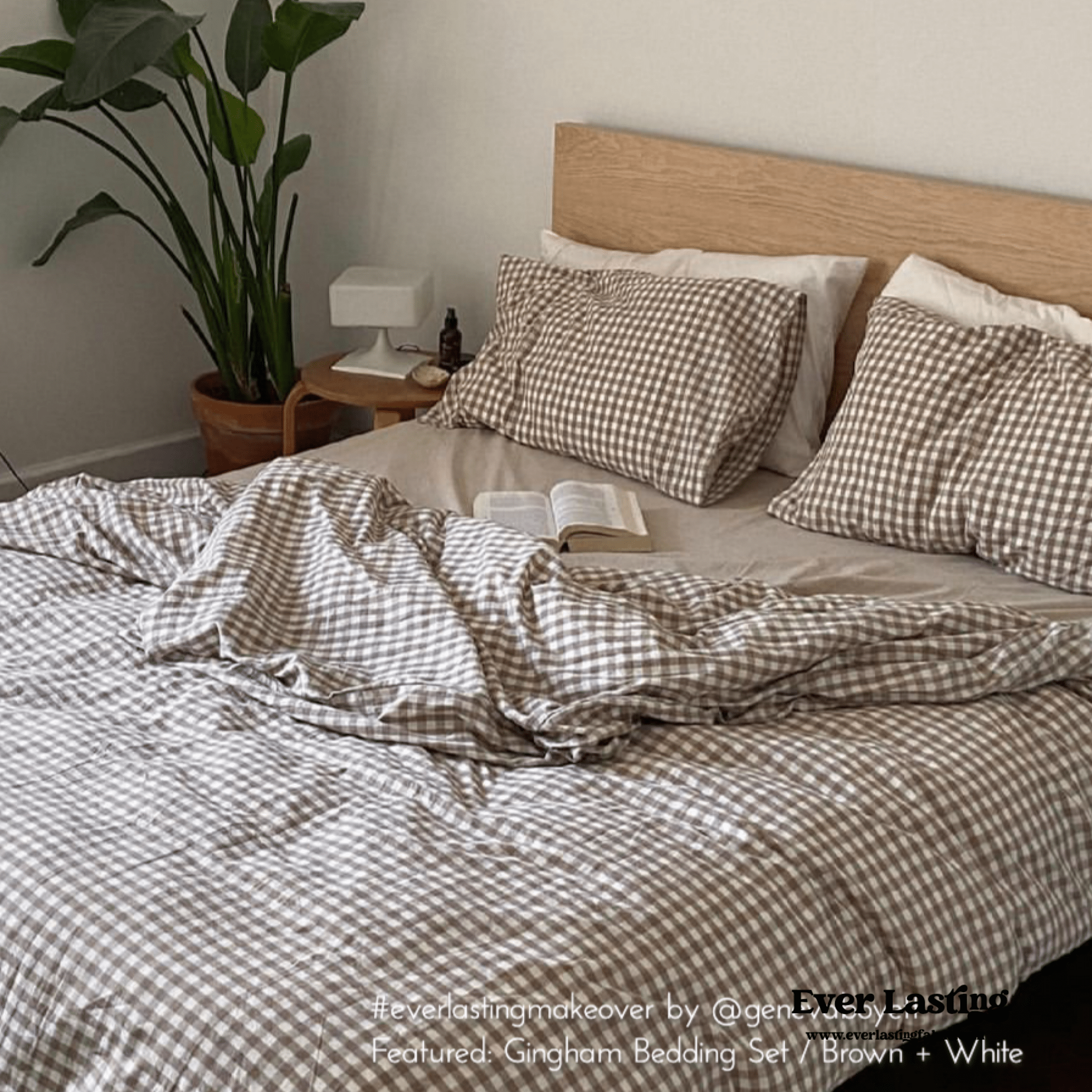 Gingham Duvet Cover - Brown, Large