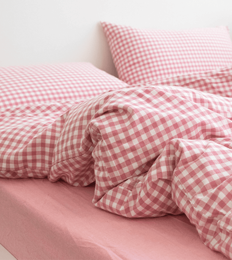 Gingham Duvet Cover Pink / Small
