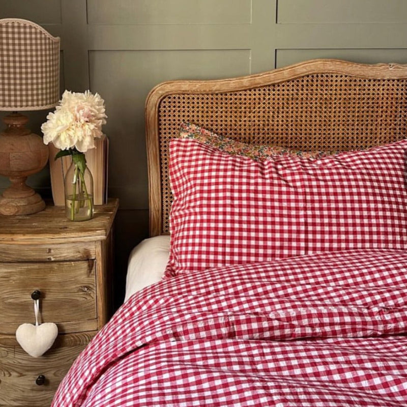 Gingham Duvet Cover / Red