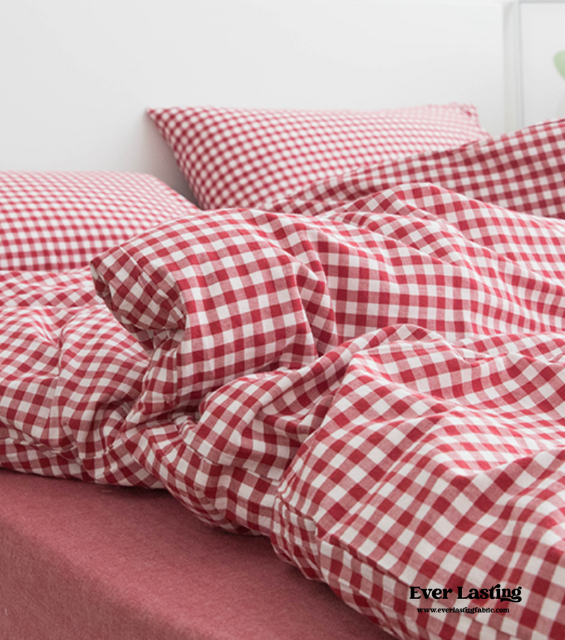 Gingham Duvet Cover Red / Small