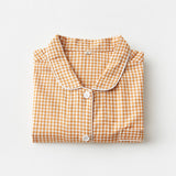 Gingham Long-Sleeve Pajama Set (3 Colors) Orange / Small (Women) Pajamas
