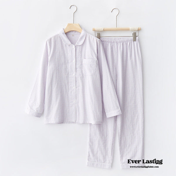 Gingham Long-Sleeve Pajama Set (3 Colors) Pajamas