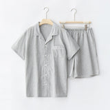 Gingham Short-Sleeve & Shorts Pajama Set / Blue Gray Small (Men) Pajamas