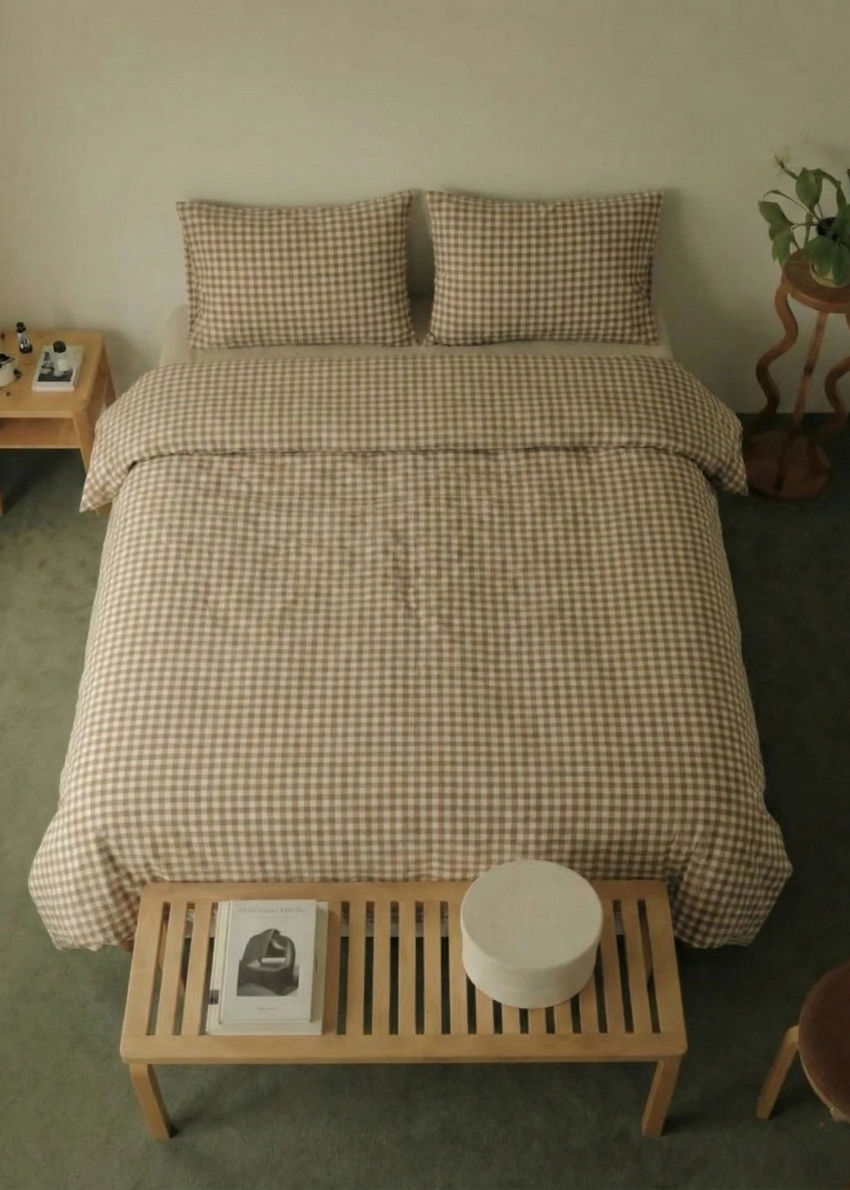  - Ever Lasting - Gingham Small Room Bedding Set / Brown - Bedding Set - Ever Lasting